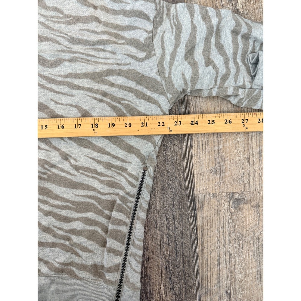 Rails Marlo Heather Grey Flocked Zebra Sweatshirt Side Zip Women's Medium - Picture 11 of 13